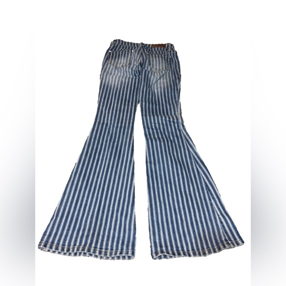 Rock & Roll Denim Y2K High Rise Flare Striped Jeans Size 25 - Picture 2 of 6